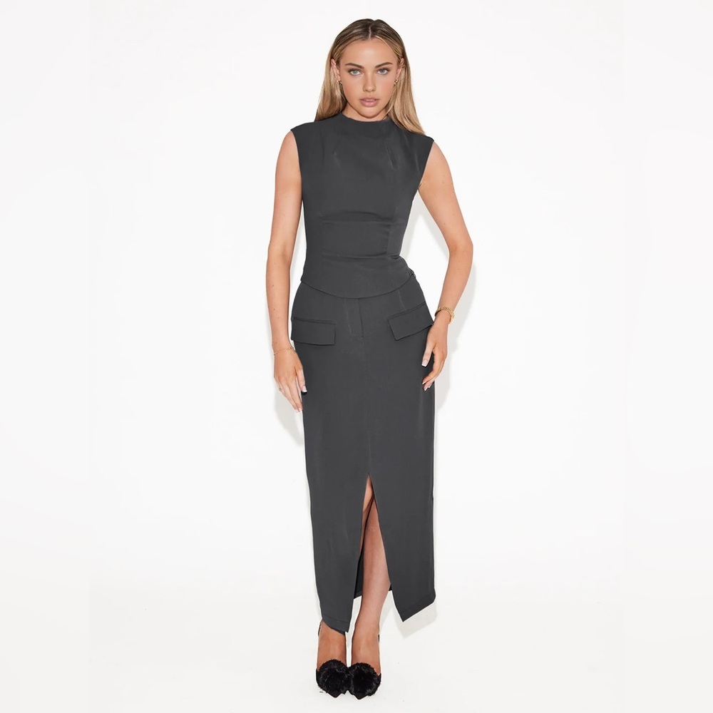 Commense Split-Front Solid Midi Skirt - Size Xlar… - image 5